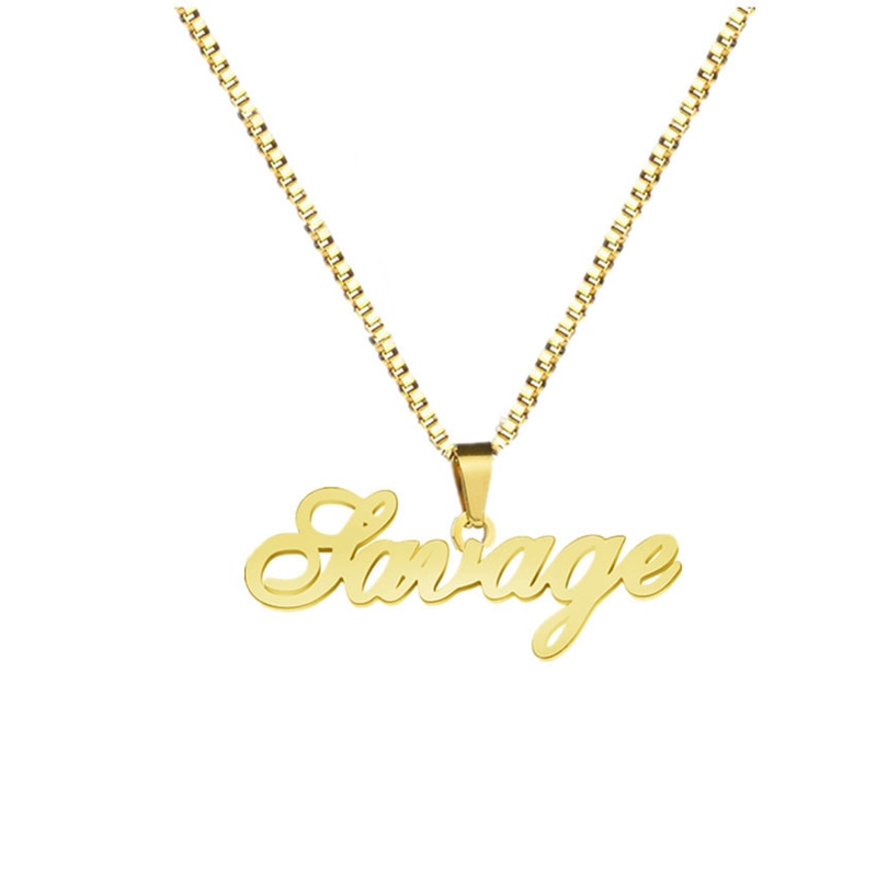 Custom Name Necklace With Box Chain Handmade