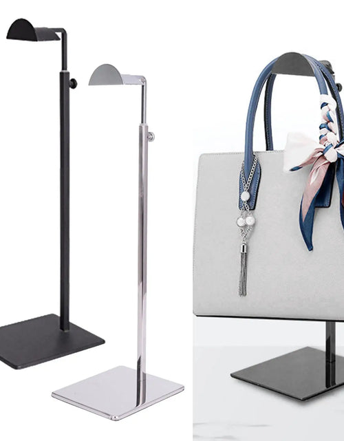 Load image into Gallery viewer, Handbag Display Stand Adjustable Polished Height Metal Hanging Bag
