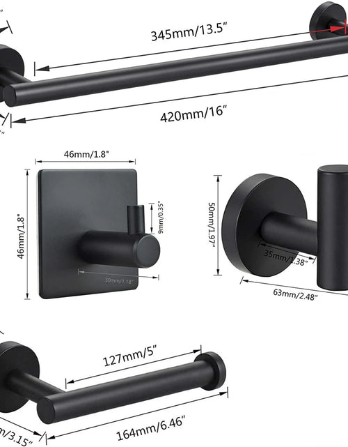 Load image into Gallery viewer, Stainless Steel Bathroom Hardware Set Robe Hook Towel Rail Bar Rack
