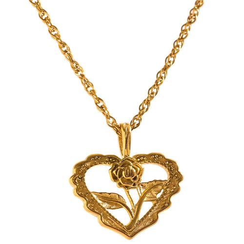 Load image into Gallery viewer, Yhpup Charm Stainless Steel Heart Hollow Cast Flower Pendant Gold
