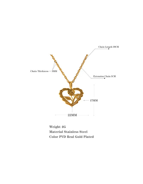 Load image into Gallery viewer, Yhpup Charm Stainless Steel Heart Hollow Cast Flower Pendant Gold
