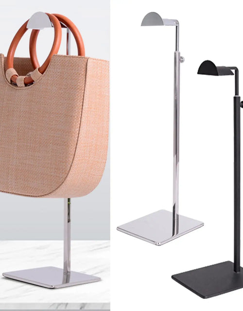 Load image into Gallery viewer, Handbag Display Stand Adjustable Polished Height Metal Hanging Bag
