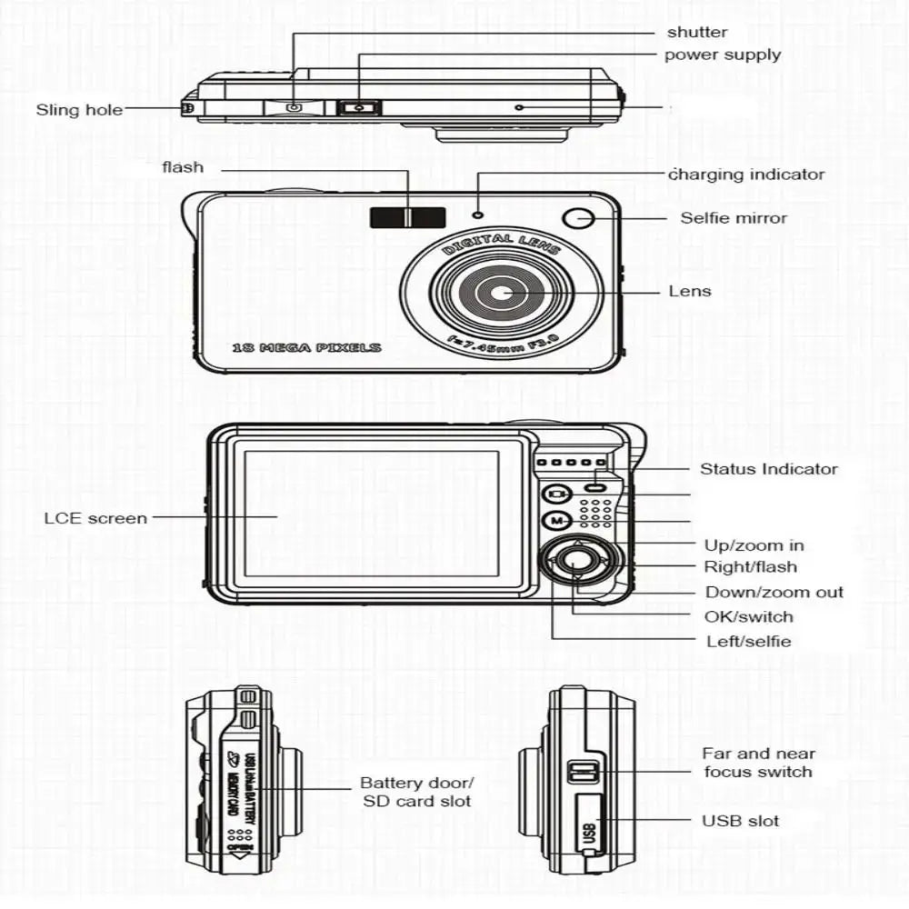 HD Digital Camera With LCD Screen Child Camera Outdoor Anti-Shake