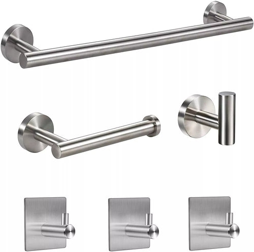 Load image into Gallery viewer, Stainless Steel Bathroom Hardware Set Robe Hook Towel Rail Bar Rack
