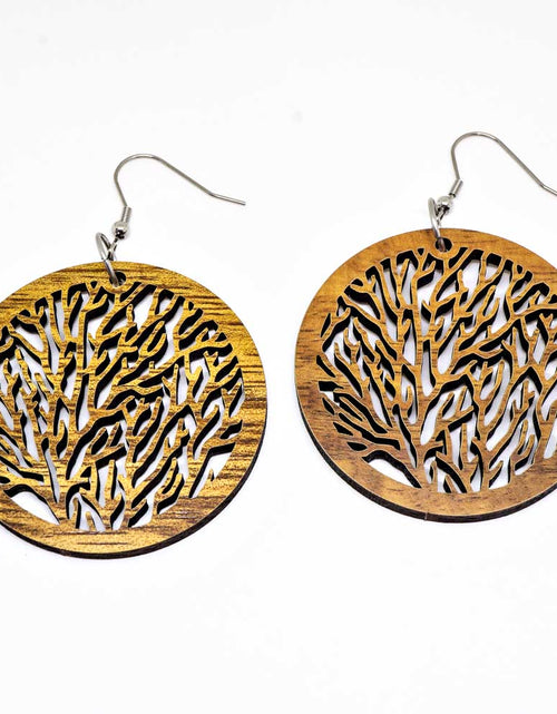 Load image into Gallery viewer, Genuine Handmade Koa Wood Tree Of Life Earring Pierce
